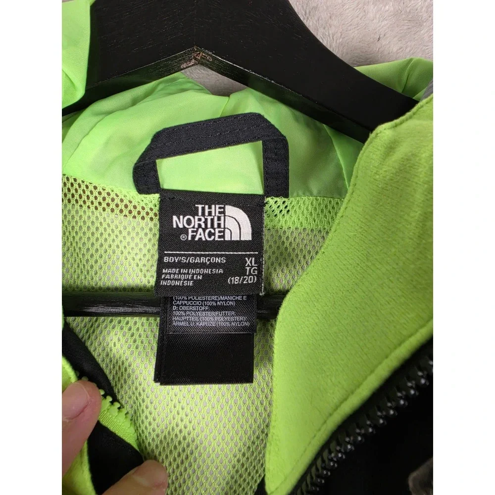 The North Face HyVent Rain Jacket Boys XL 18/20 Gray Black Hooded Windbreaker